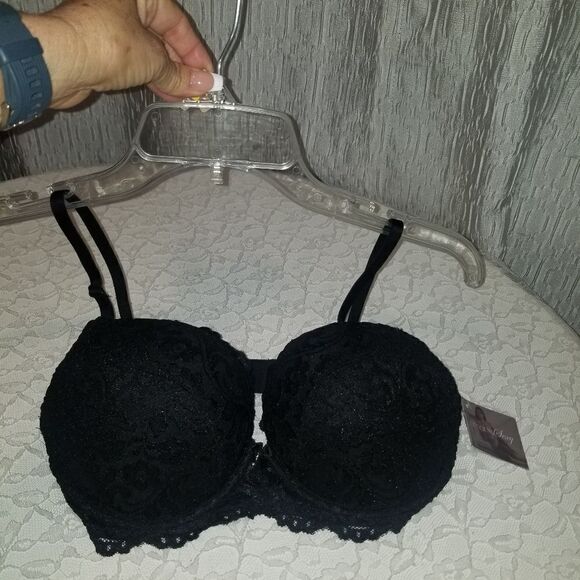 NWT Smart & Sexy add 2 cup sizes push-up bra, black lace underwire, 42C - Picture 1 of 11